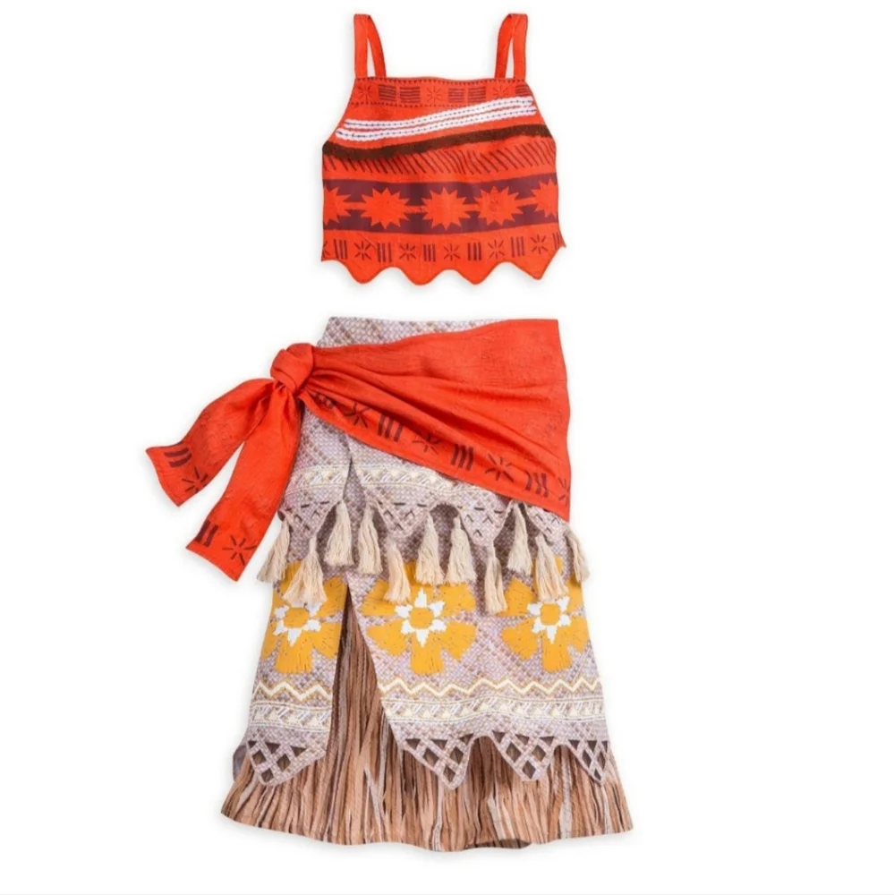 Disney Store Authentic Moana Costume Girls Size L 11/12 Halloween Dress Up